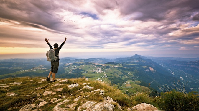 A man standing on the mountain